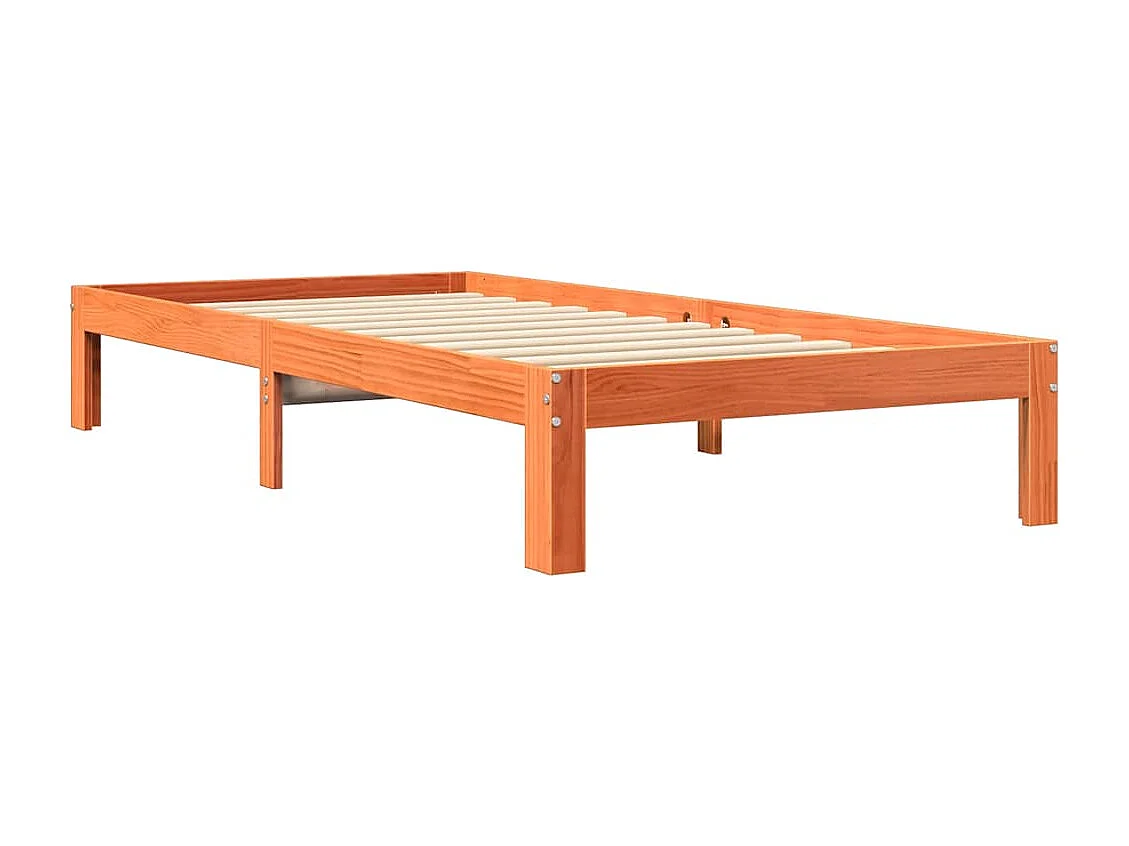 Lit bibliothèque sans matelas cire marron 75x190 cm pin massif