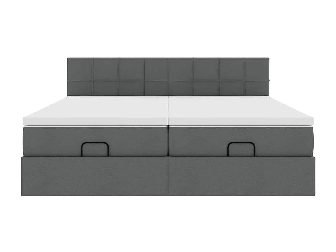 Cadre de lit ottoman avec matelas gris foncé 160x200cm tissu