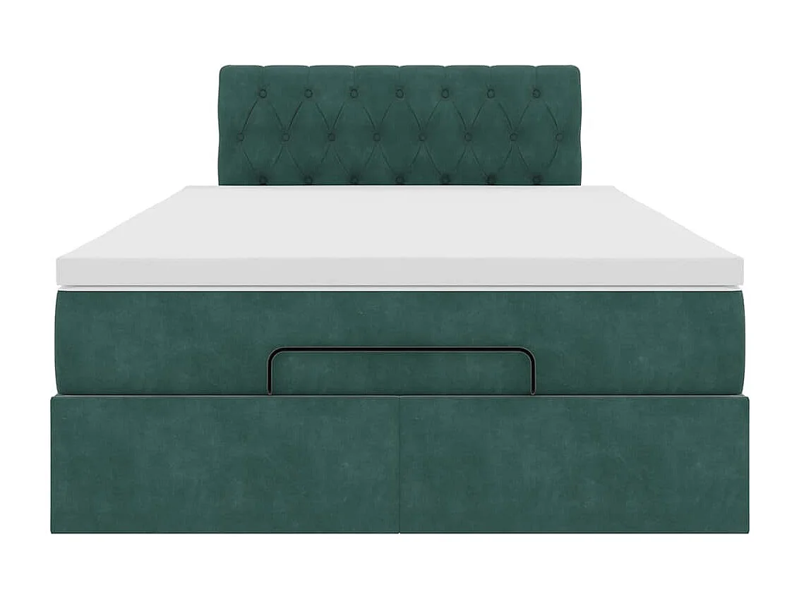Cadre de lit ottoman avec matelas vert foncé 120x190 cm velours