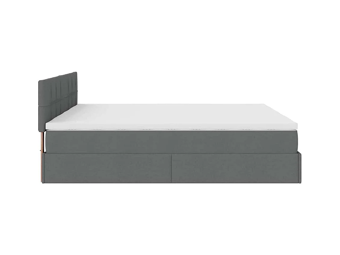 Cadre de lit ottoman avec matelas gris foncé 200x200cm tissu