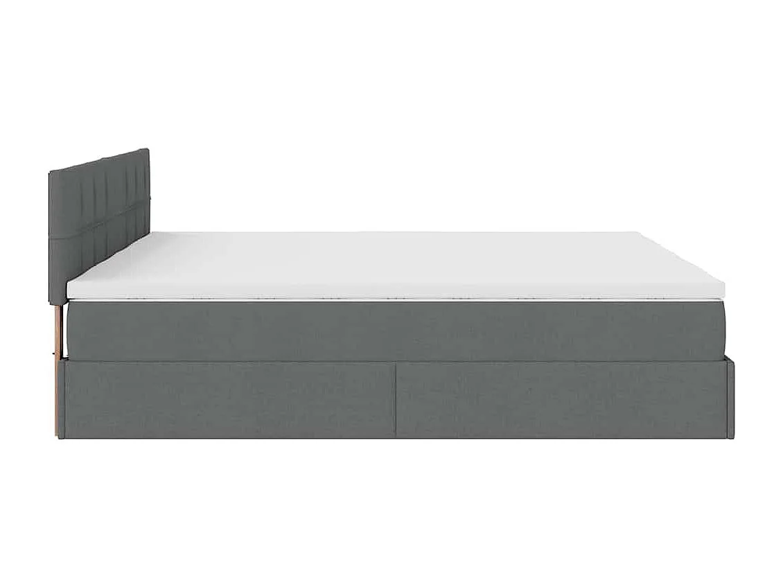 Cadre de lit ottoman avec matelas gris foncé 200x200cm tissu