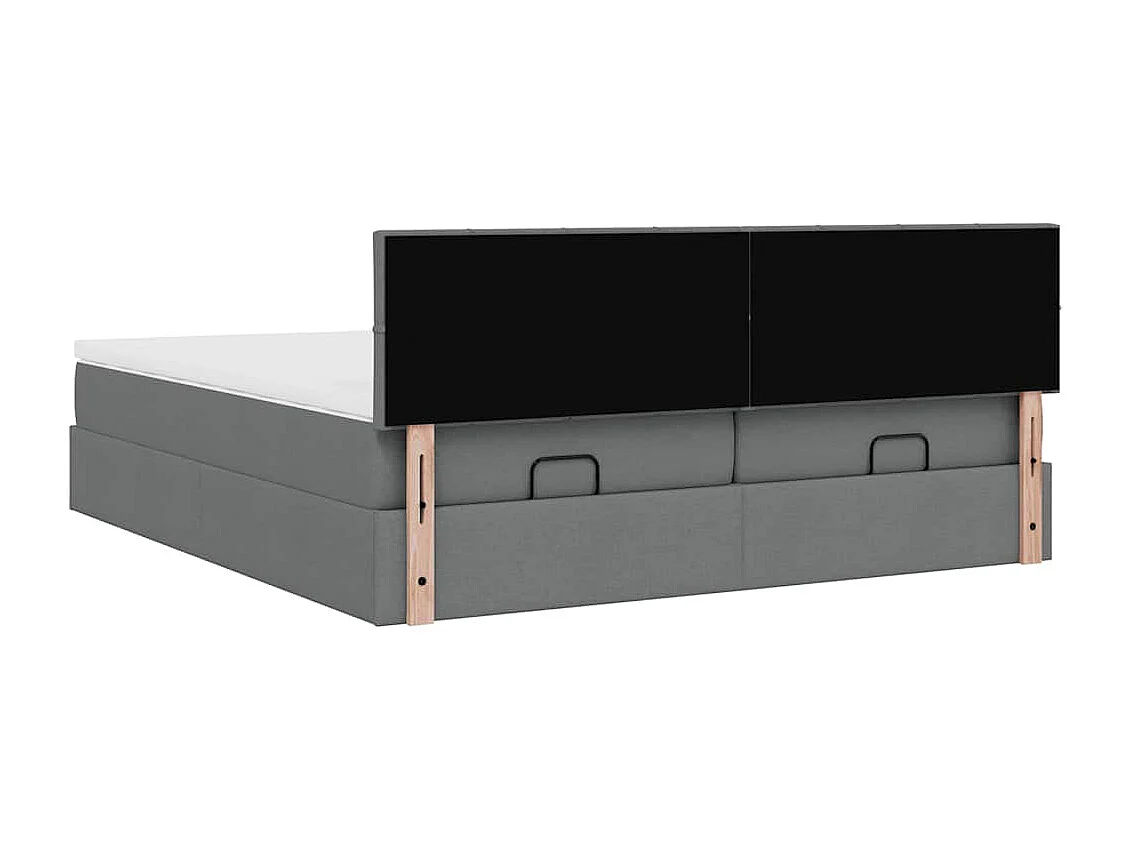 Cadre de lit ottoman avec matelas gris foncé 200x200cm tissu