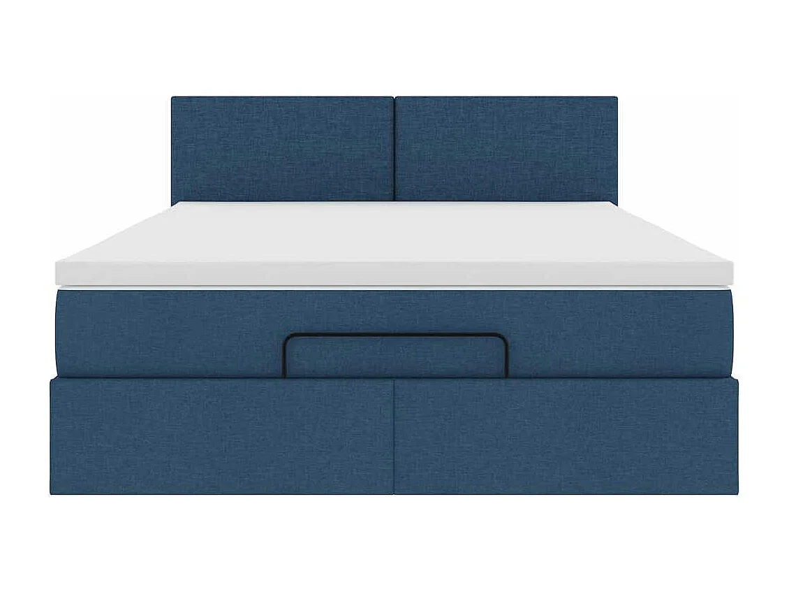 Estrutura de cama otomana com colchão tecido azul 140x200cm