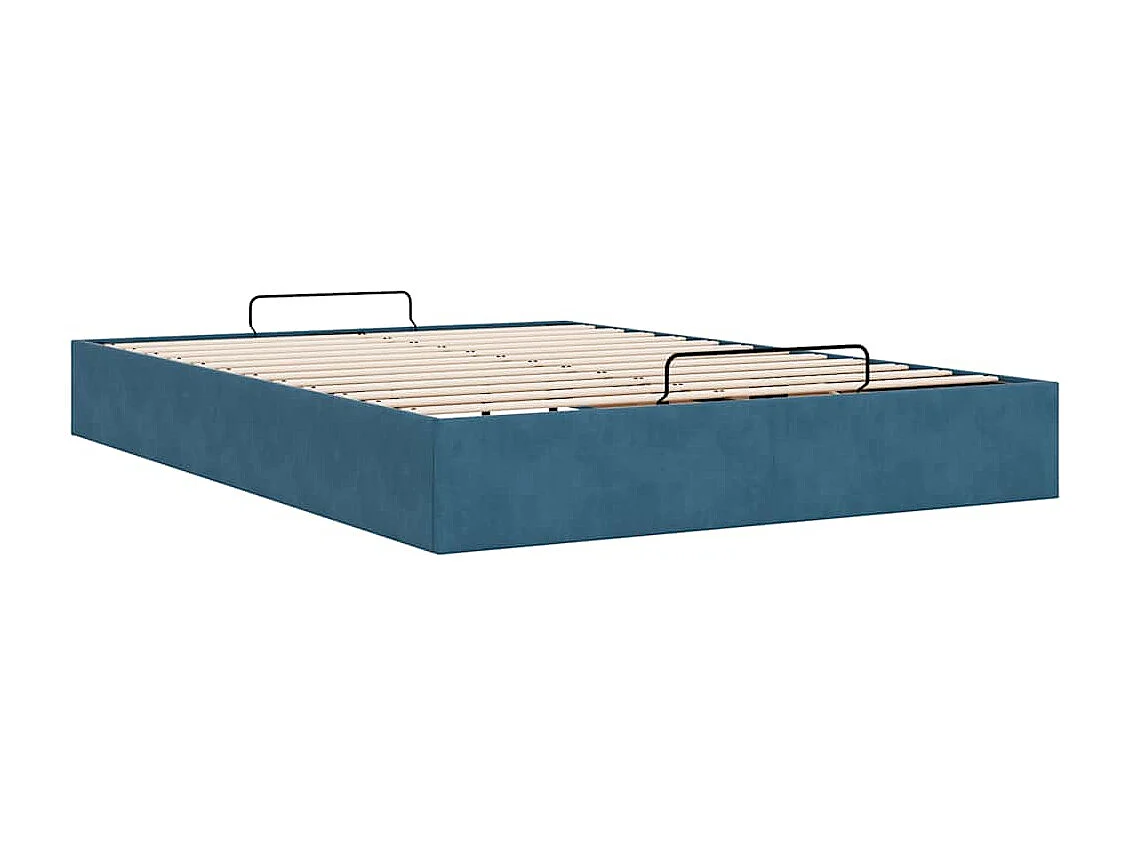 Estrutura de cama otomana sem colchão 140x190 cm azul escuro