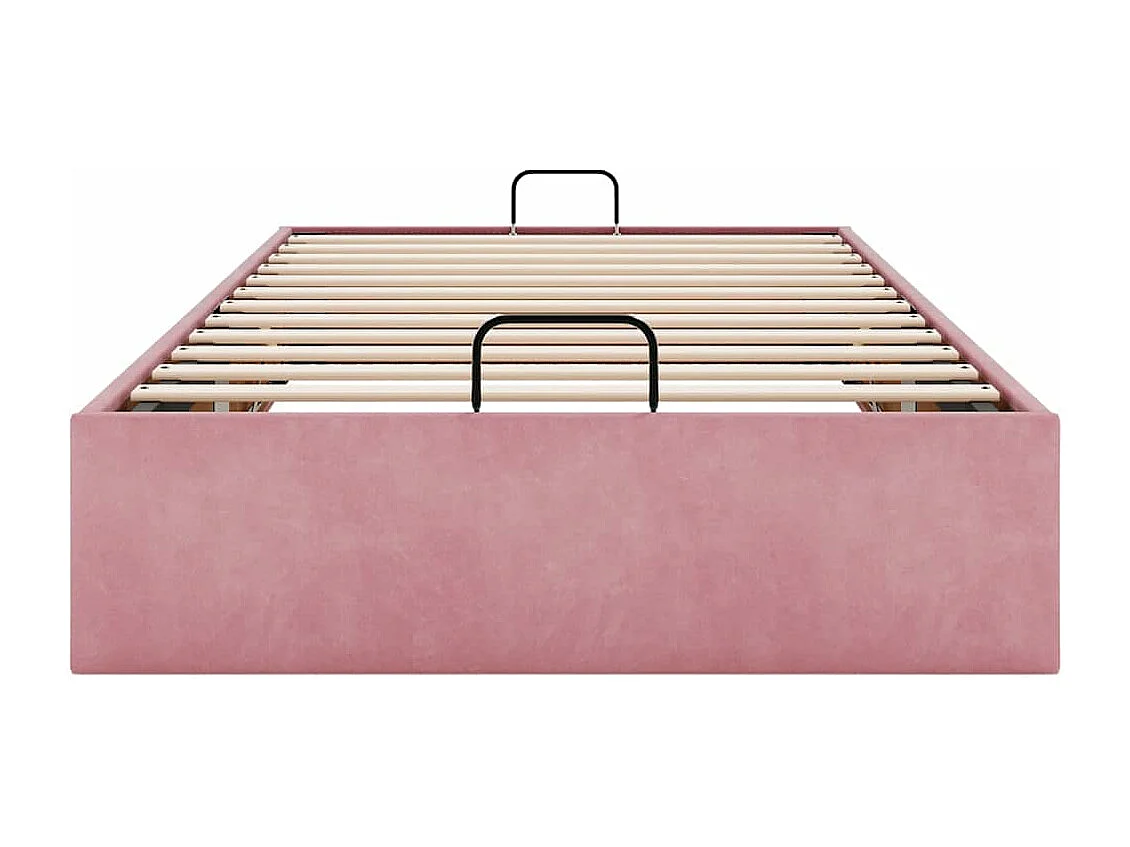 Estructura de cama otomana sin colchón terciopelo rosa 90x190cm