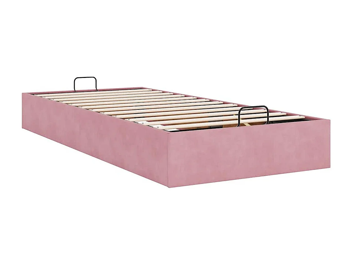 Estructura de cama otomana sin colchón terciopelo rosa 90x190cm