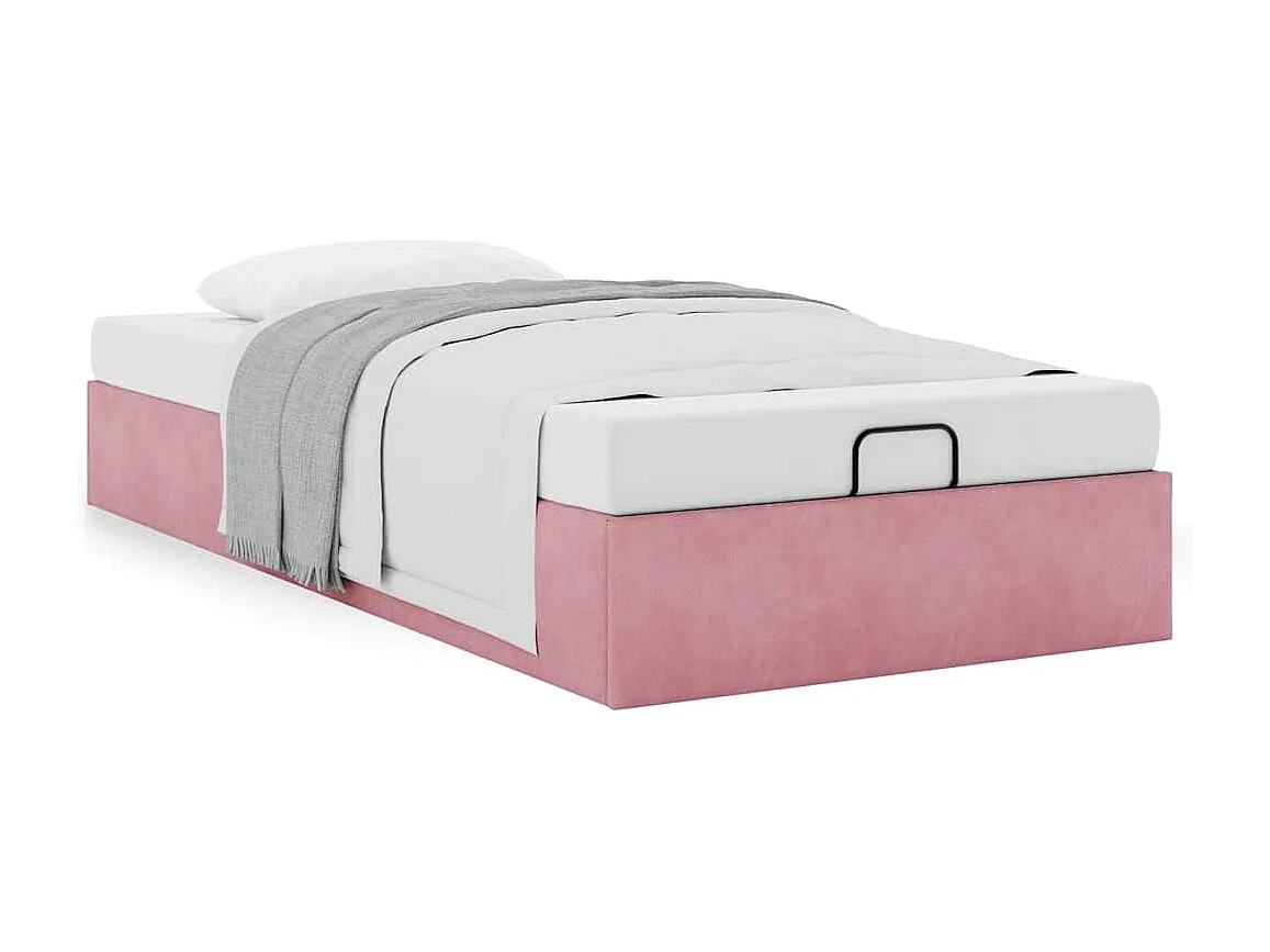 Ottoman Bed Frame No Colchão Rosa 90x190 cm Veludo