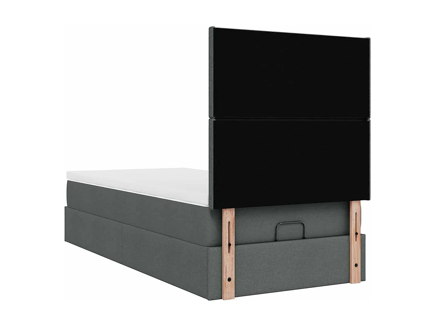 Cadre de lit ottoman avec matelas gris foncé 90x200 cm tissu