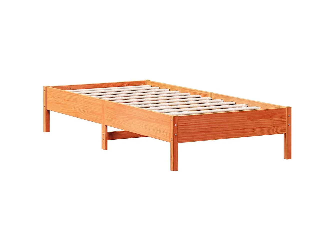 Cama con estantería sin colchón madera maciza marrón 90x190 cm