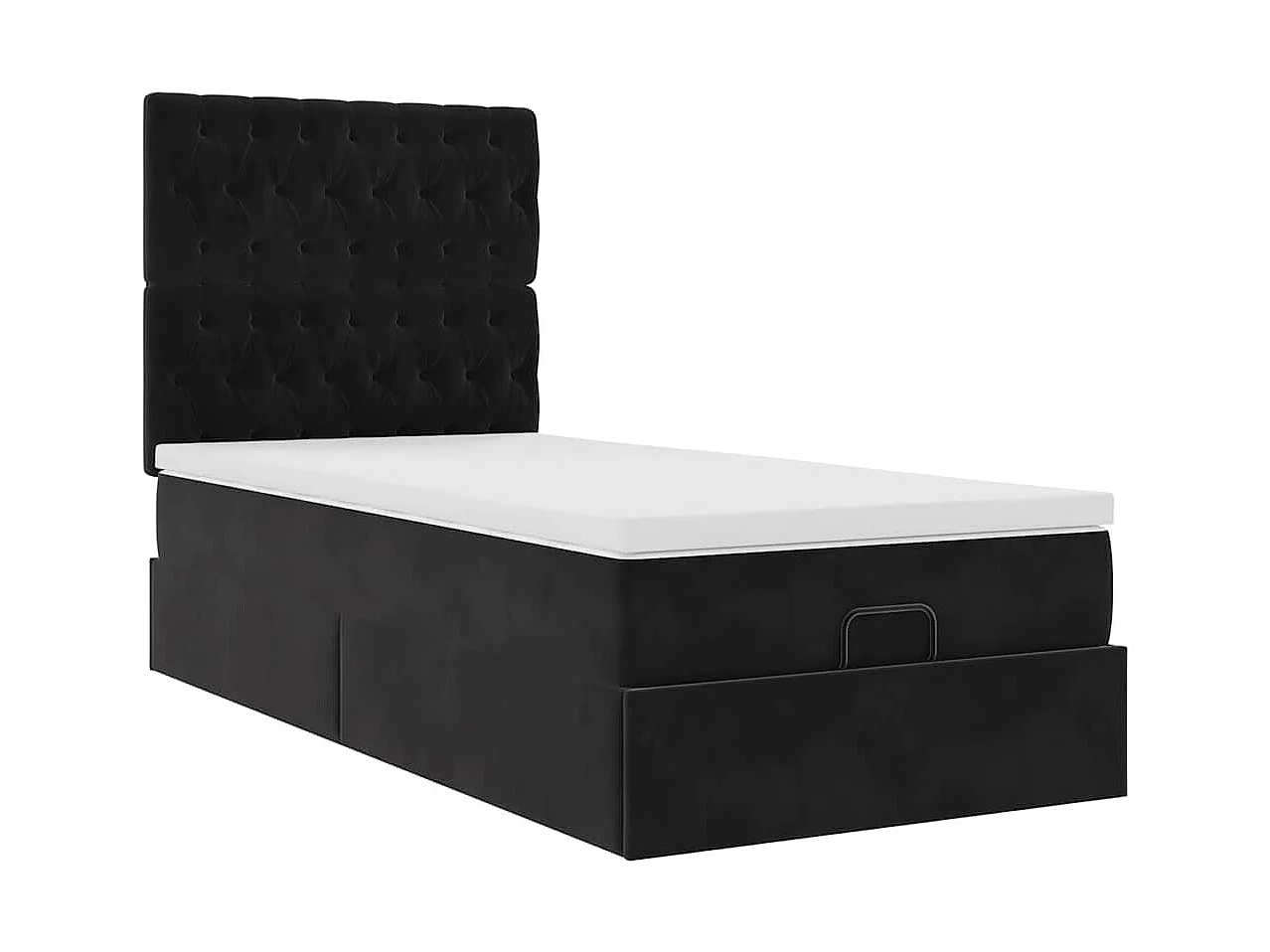 Cadre de lit ottoman avec matelas noir 90x200 cm velours