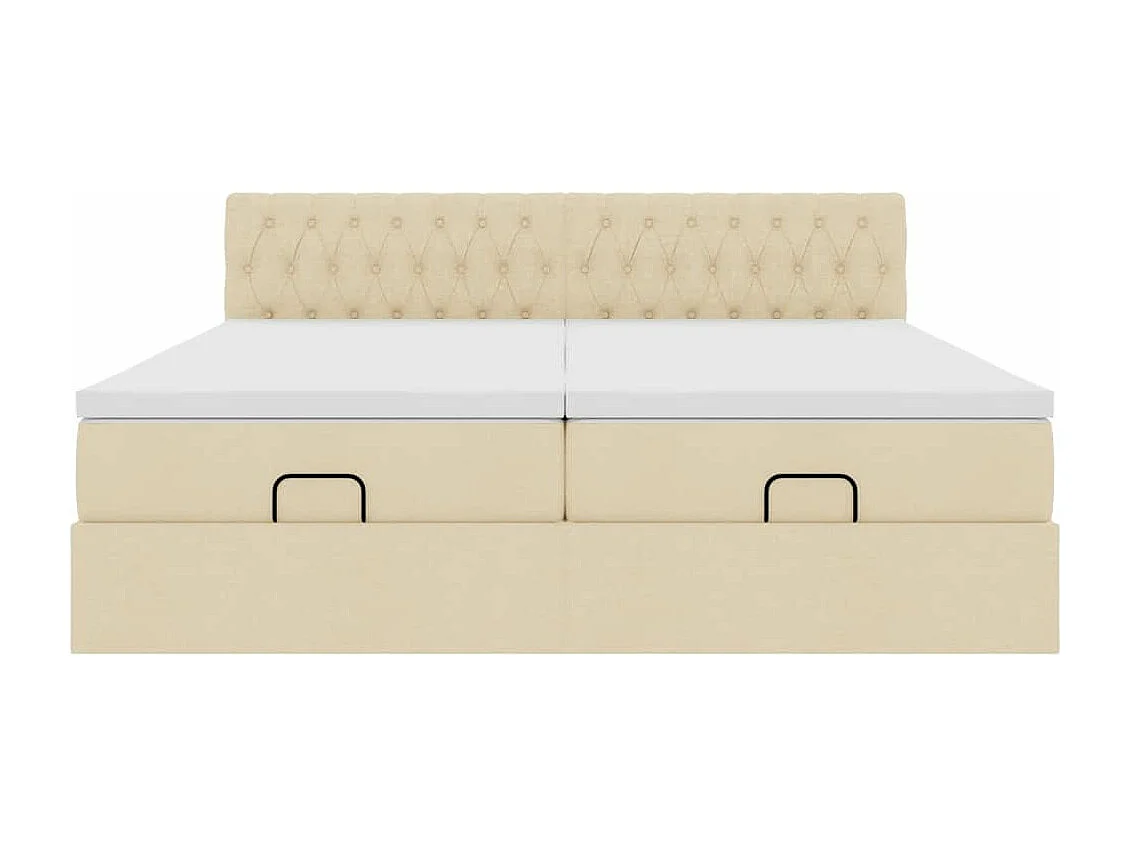 Estructura de cama otomana con colchones tela crema 160x200cm