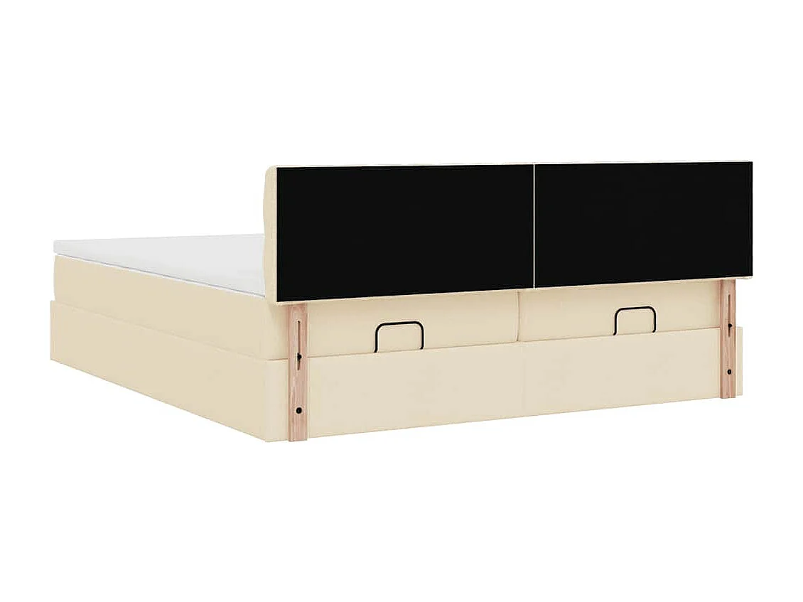 Estructura de cama otomana con colchones tela crema 160x200cm