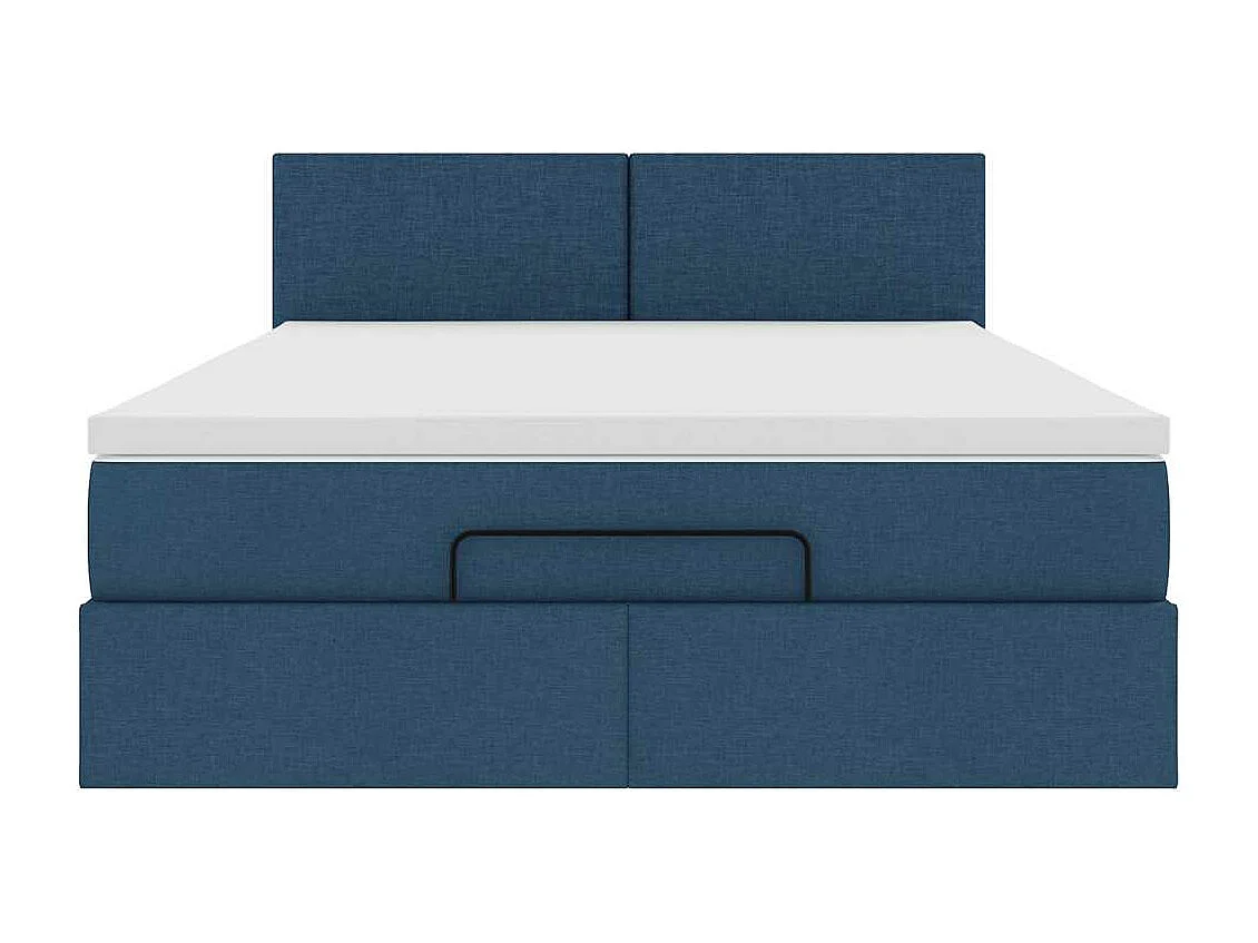 Cadre de lit ottoman avec matelas bleu 140x200 cm tissu