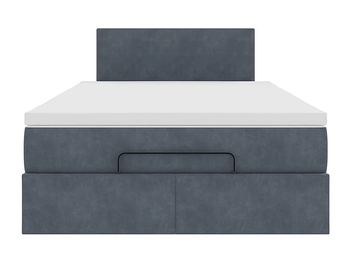 Cadre de lit ottoman et matelas gris foncé 120x200 cm velours