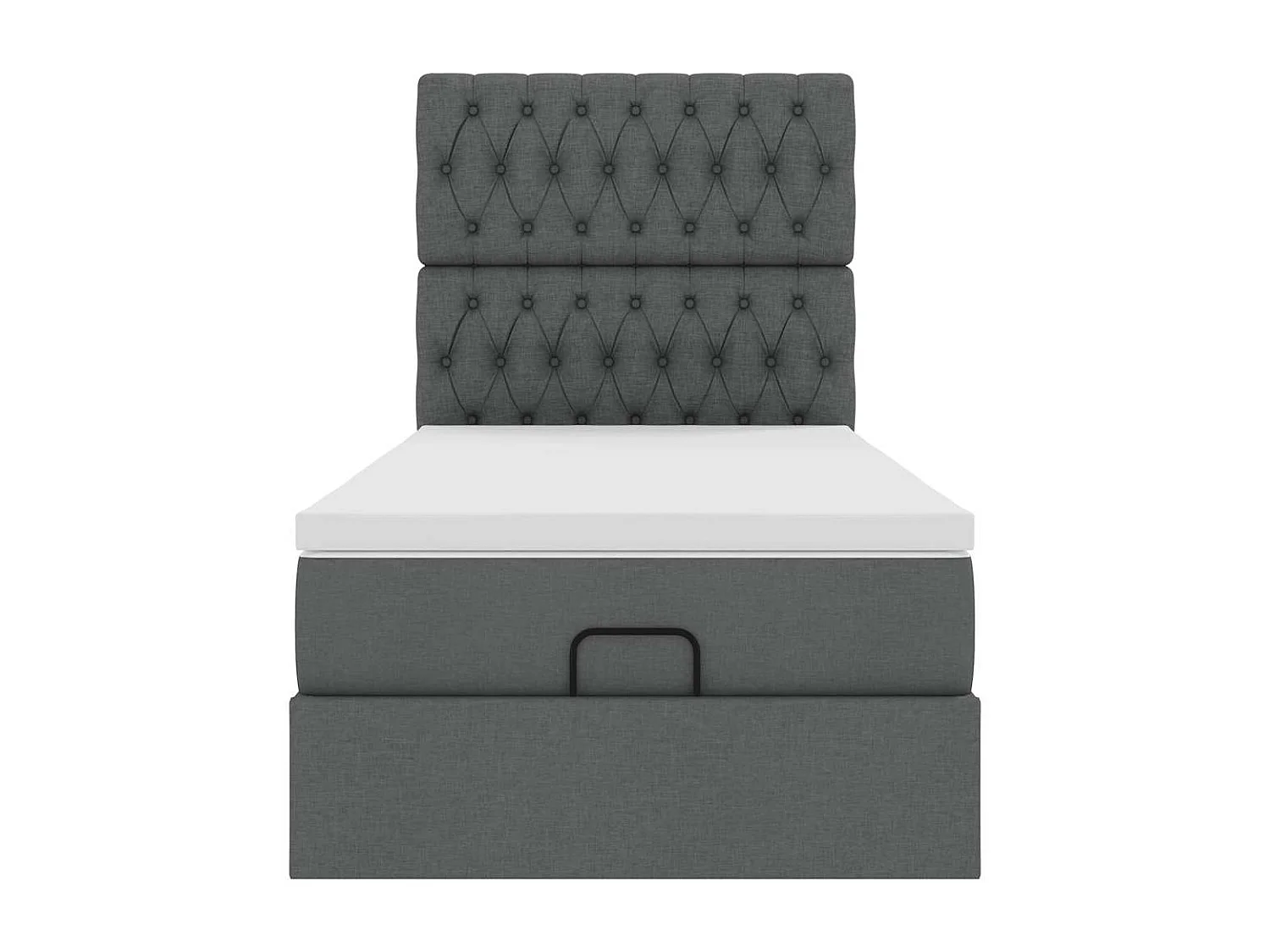 Cadre de lit ottoman avec matelas gris foncé 100x200 cm tissu