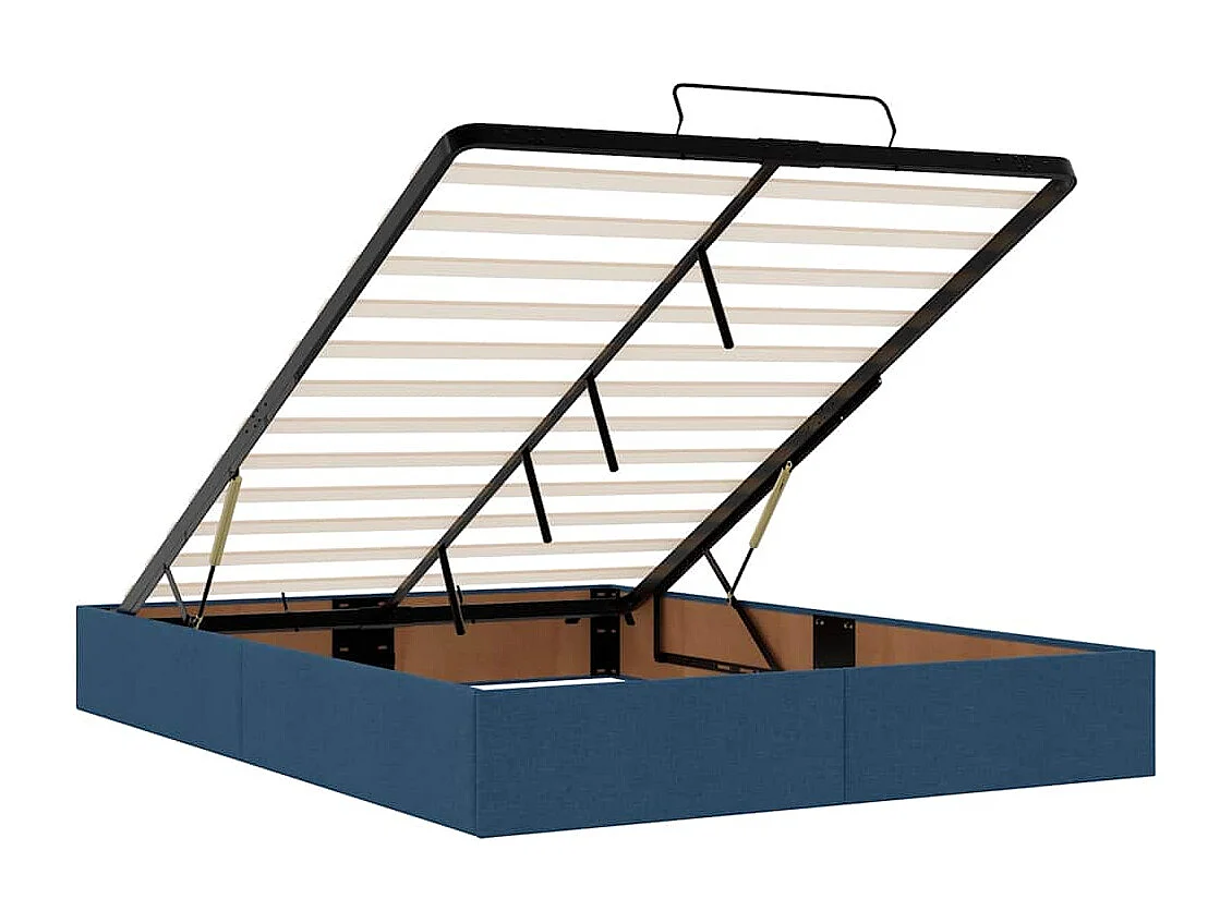 Estrutura de cama otomana sem colchão 140x200 cm tecido azul