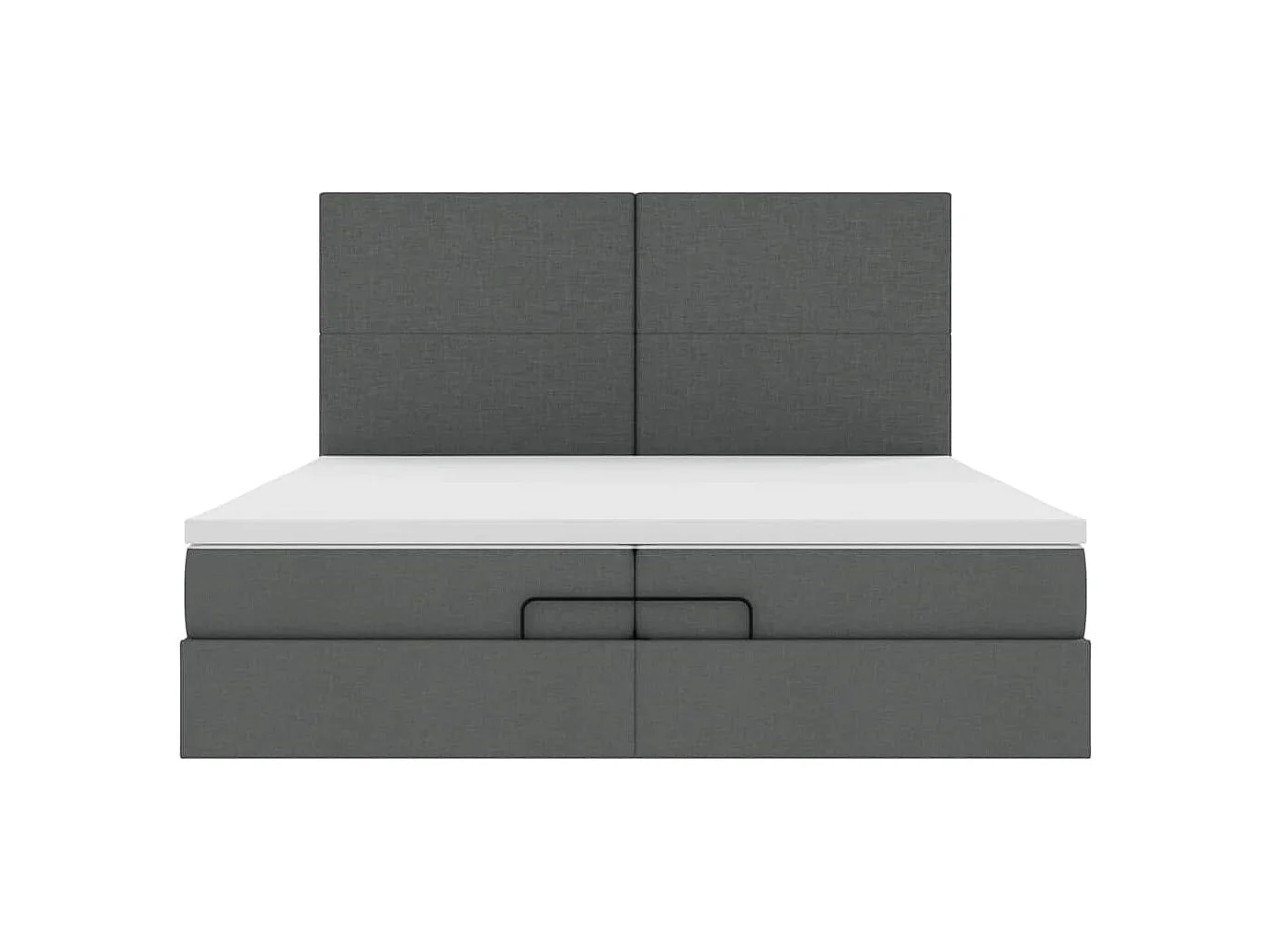 Cadre de lit ottoman avec matelas gris foncé 200x200cm tissu
