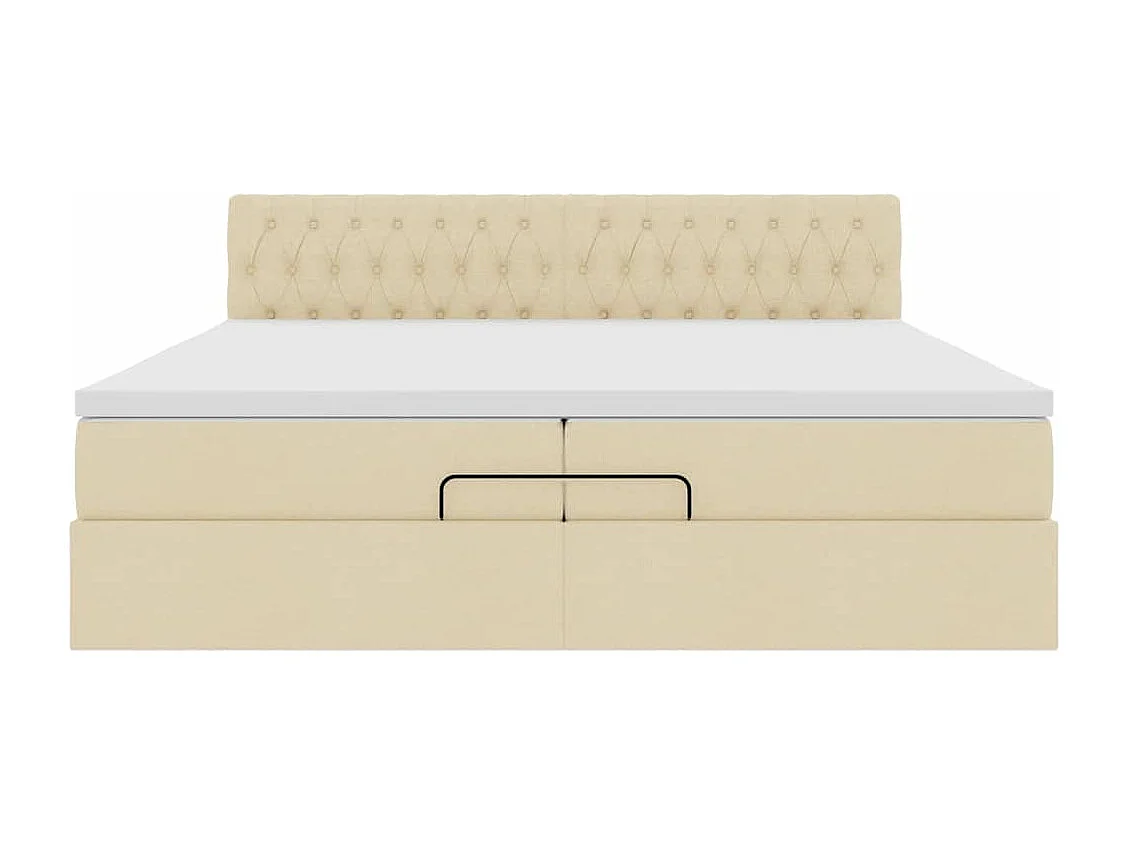 Cadre de lit ottoman avec matelas crème 200x200 cm tissu