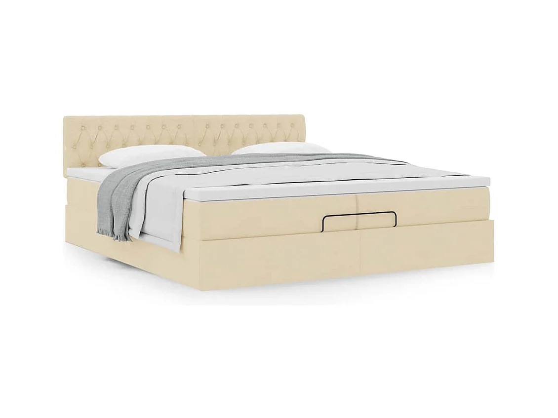 Ottoman bed met matras 200x200 cm stof crèmekleurig