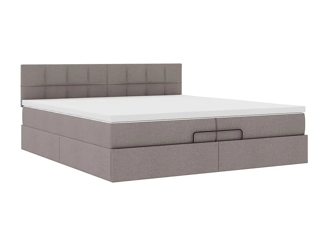 Cadre de lit ottoman avec matelas taupe 200x200 cm tissu