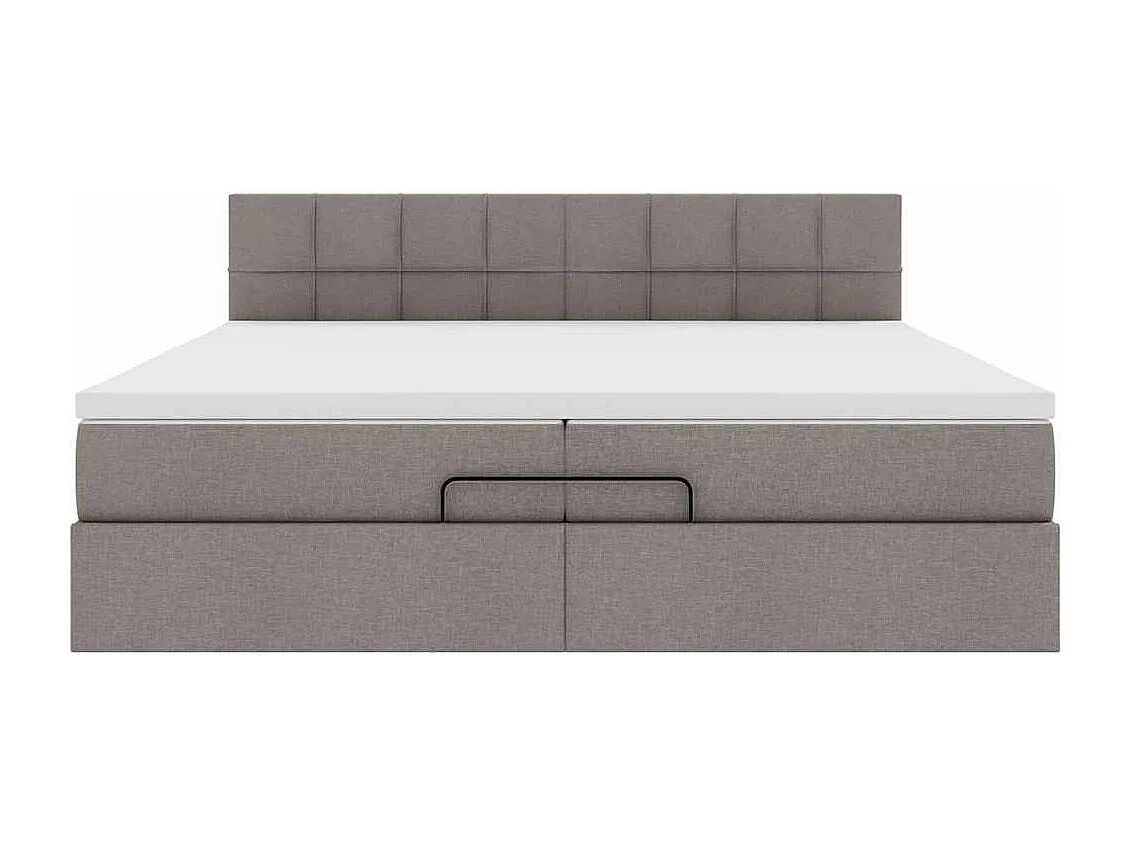 Cadre de lit ottoman avec matelas taupe 200x200 cm tissu