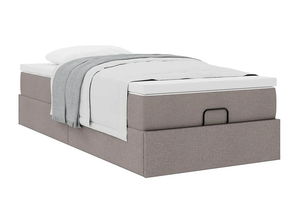 Cadre de lit ottoman avec matelas taupe 80x200 cm tissu