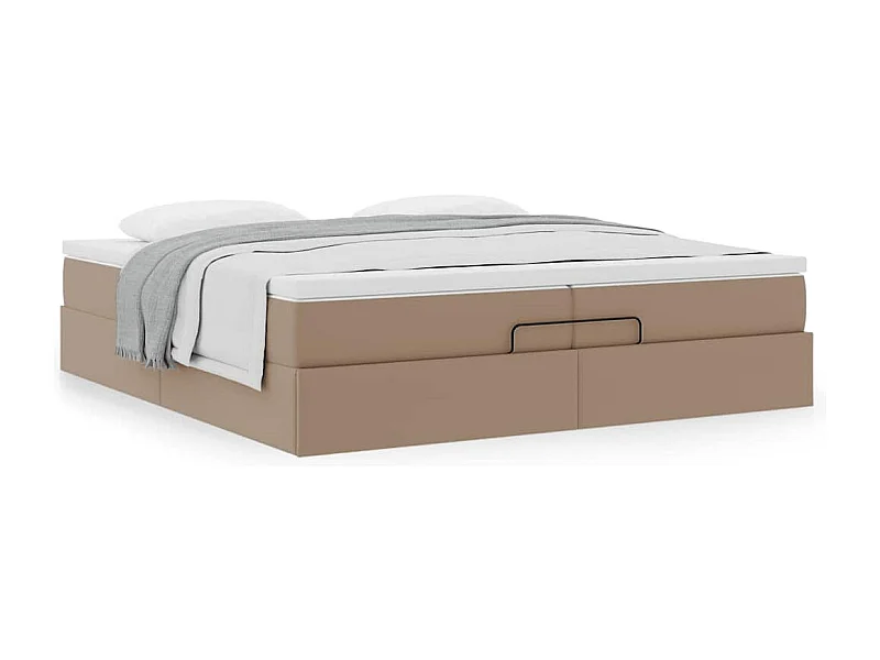 Estrutura de cama otomana com colchões cappucino pele sintética
