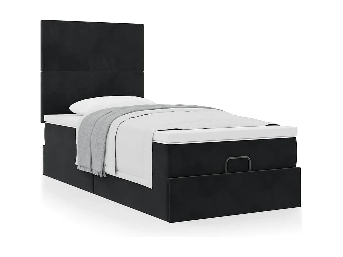 Cadre de lit ottoman avec matelas noir 100x200cm velours