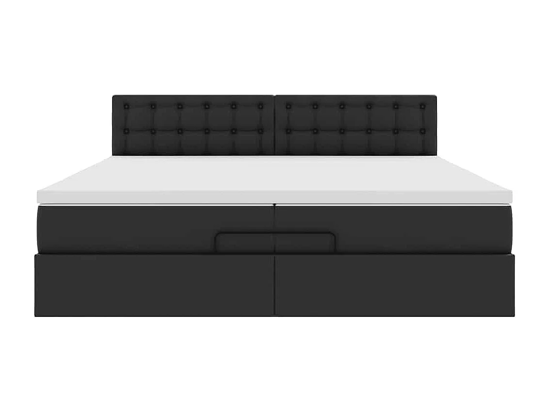 Estrutura de cama otomana com colchões pele artificial preta