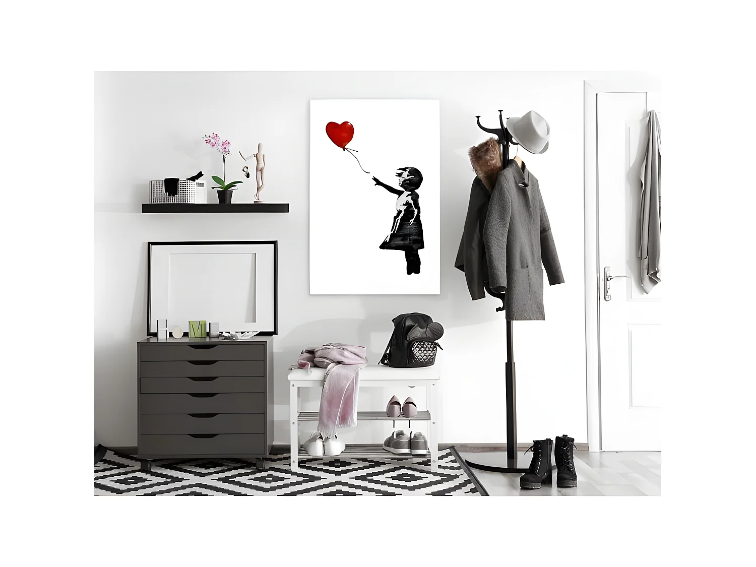 Tableau Banksy Girl with Balloon 1 Pièce Vertical 60x90 cm