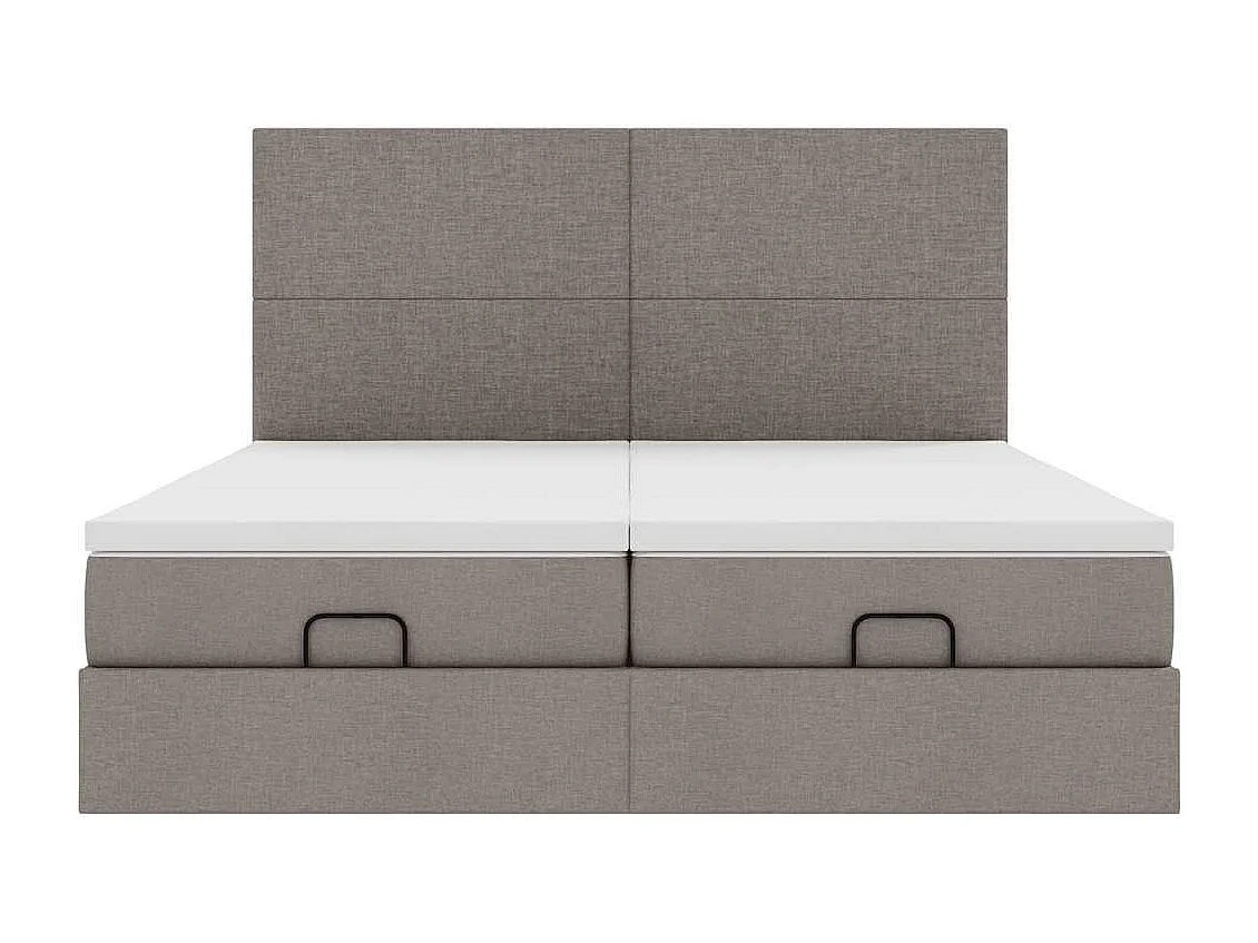 Cadre de lit ottoman avec matelas taupe 180x200 cm tissu