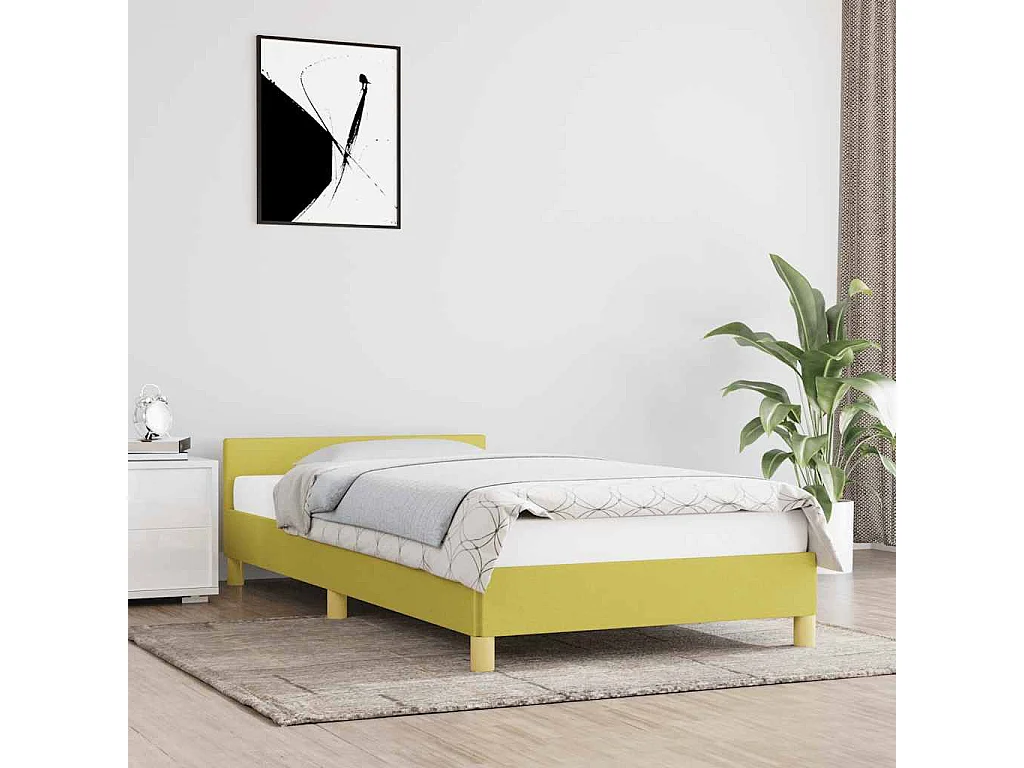 Estrutura de cama com cabeceira 100x200 cm tecido verde