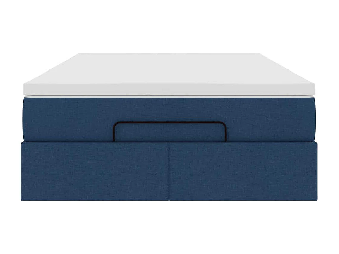 Estructura de cama otomana con colchón tela azul 120x200cm