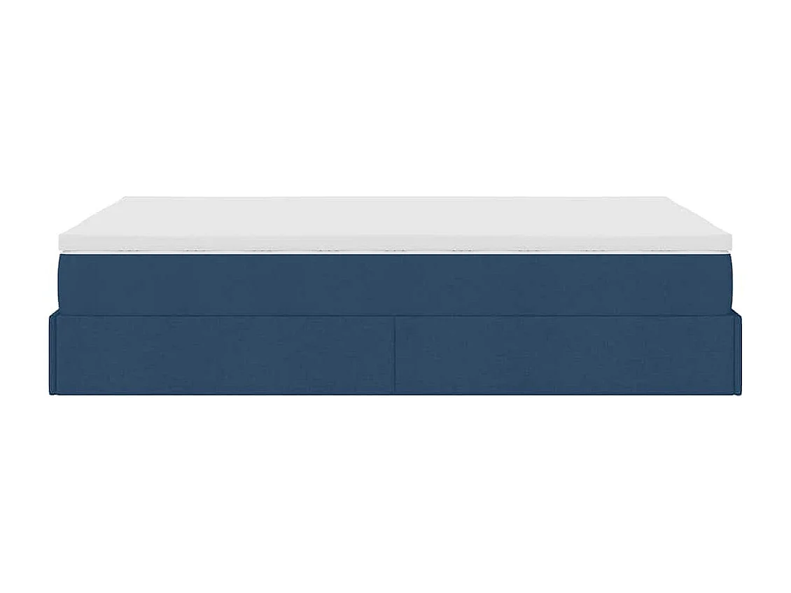 Cadre de lit ottoman avec matelas bleu 120x200 cm tissu