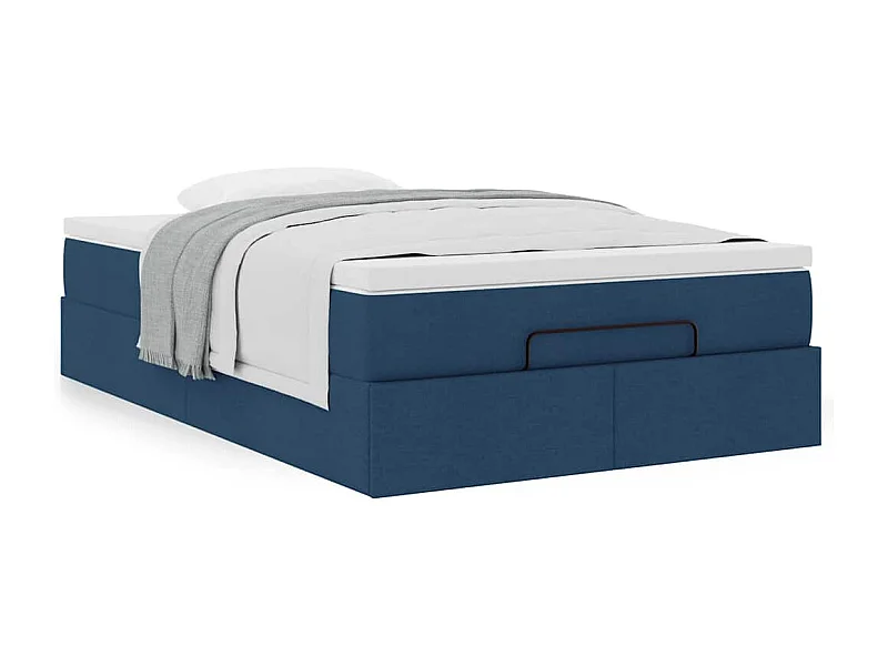 Cadre de lit ottoman avec matelas bleu 120x200 cm tissu