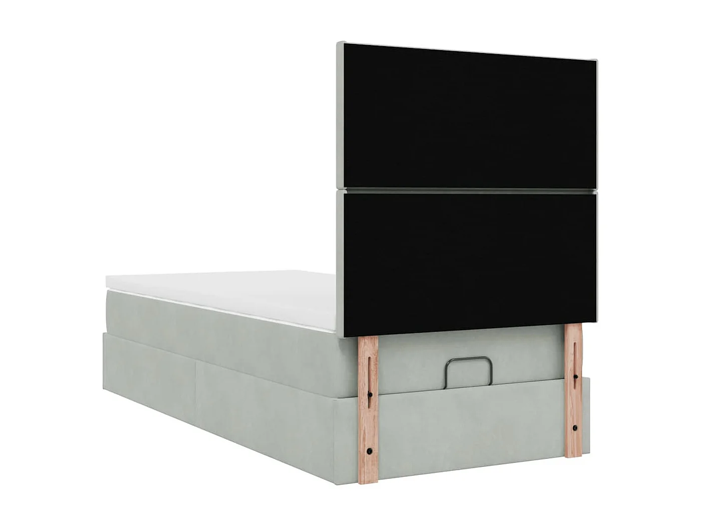 Estrutura cama otomana colchões 80x200 cm veludo cinzento claro