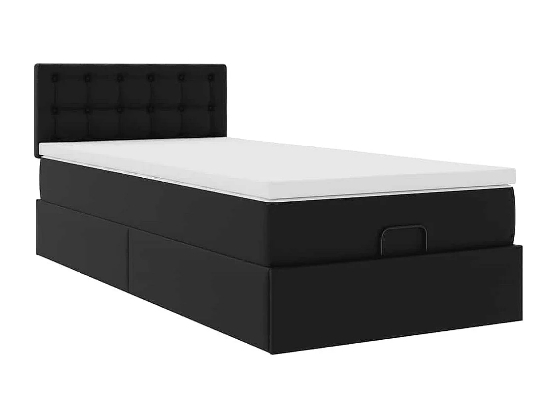 Cadre de lit ottoman avec matelas noir 90x190 cm similicuir