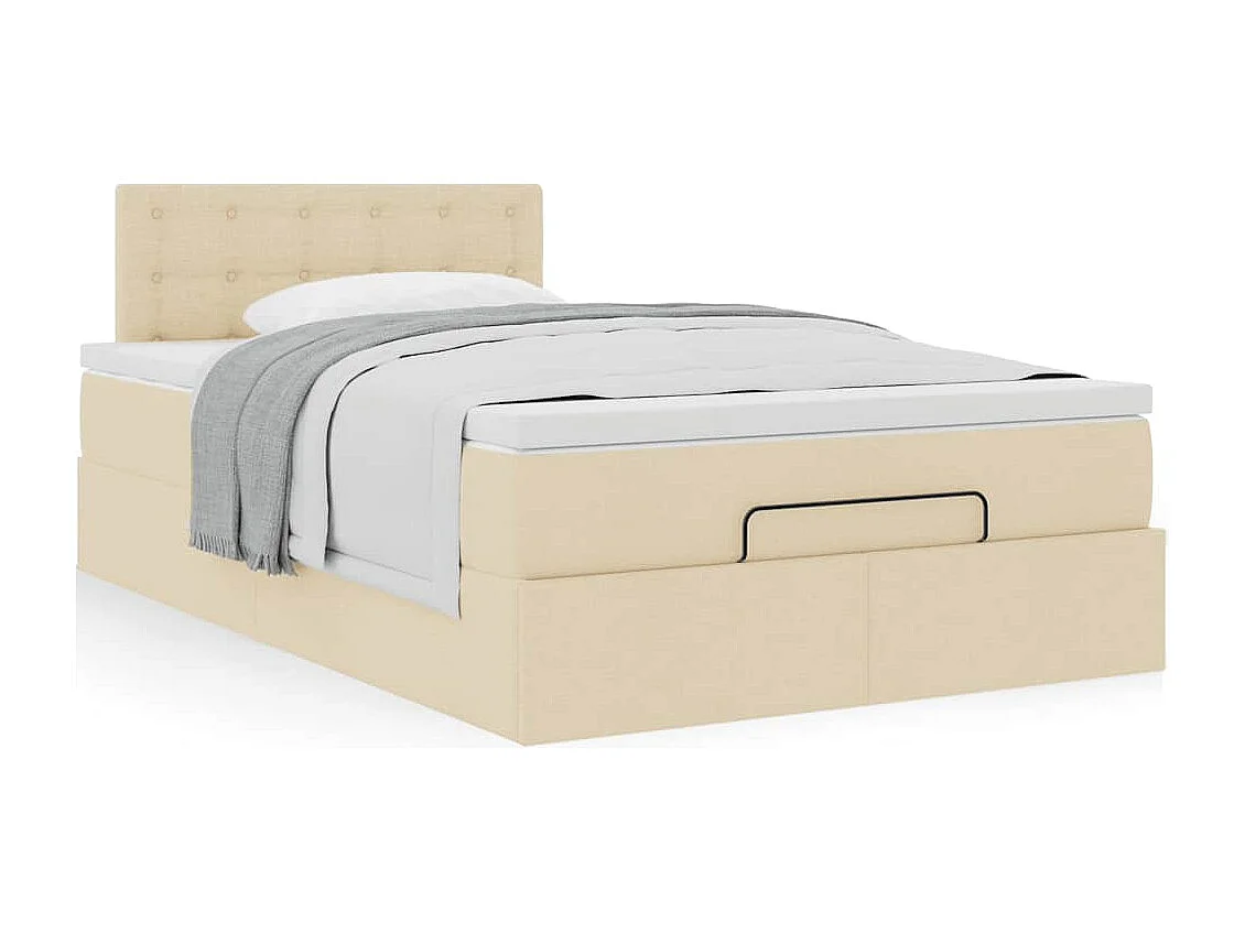 Ottoman bed met matras 120x200cm stof crèmekleurig