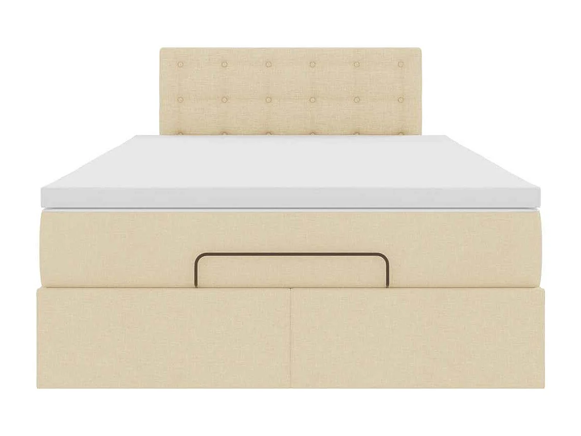 Ottoman bed met matras 120x200cm stof crèmekleurig