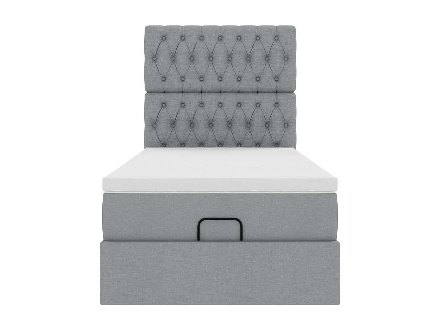 Cadre de lit ottoman et matelas gris clair 90x190 cm tissu