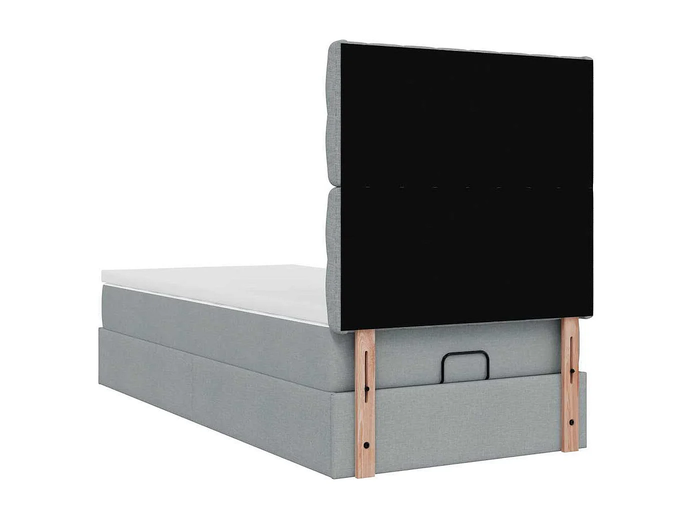 Cadre de lit ottoman et matelas gris clair 90x190 cm tissu