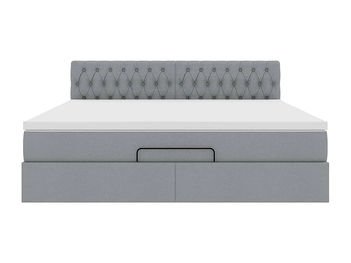 Cadre de lit ottoman et matelas gris clair 180x200 cm tissu