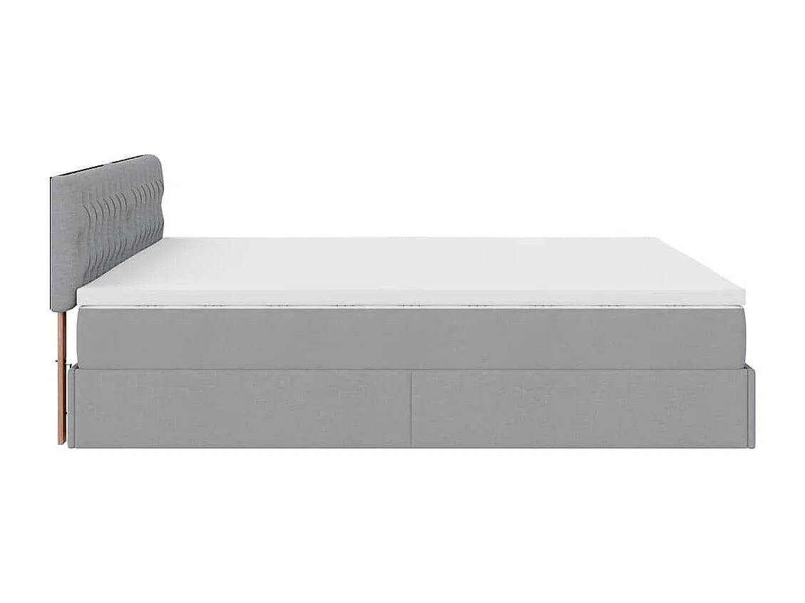 Cadre de lit ottoman et matelas gris clair 180x200 cm tissu