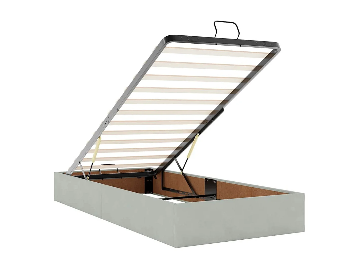 Estrutura cama otomana colchões 200x200cm veludo cinzento claro