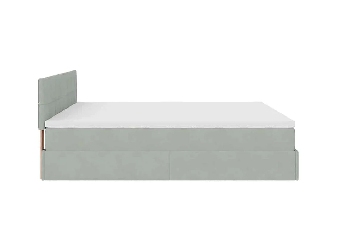 Cadre de lit ottoman avec matelas gris clair 200x200 cm velours