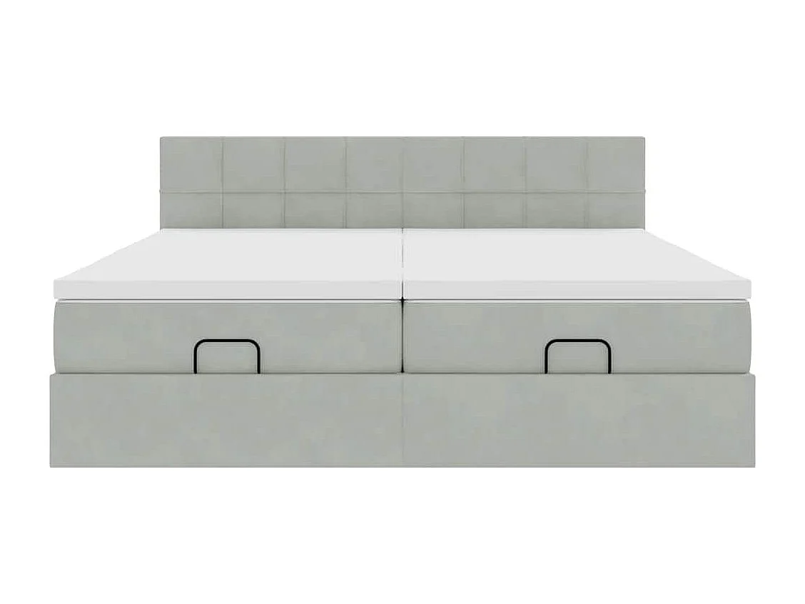 Ottoman bed met matrassen 200x200cm fluweel lichtgrijs