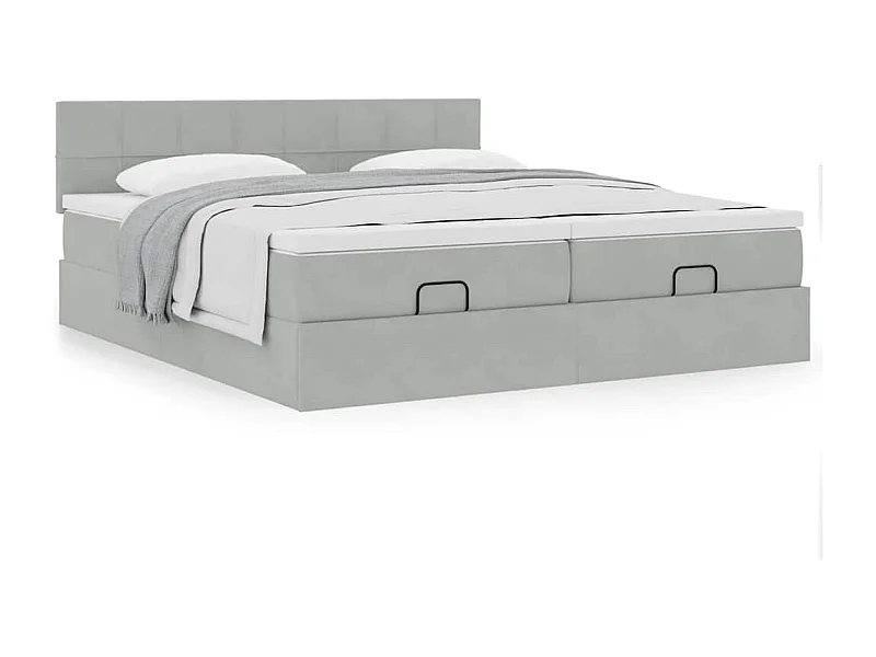 Ottoman bed met matrassen 200x200cm fluweel lichtgrijs