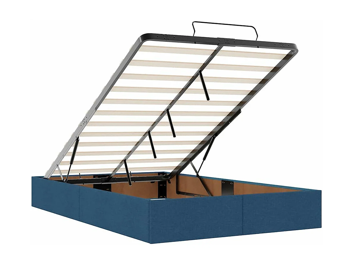 Estructura de cama otomana sin colchón tela azul 120x190 cm