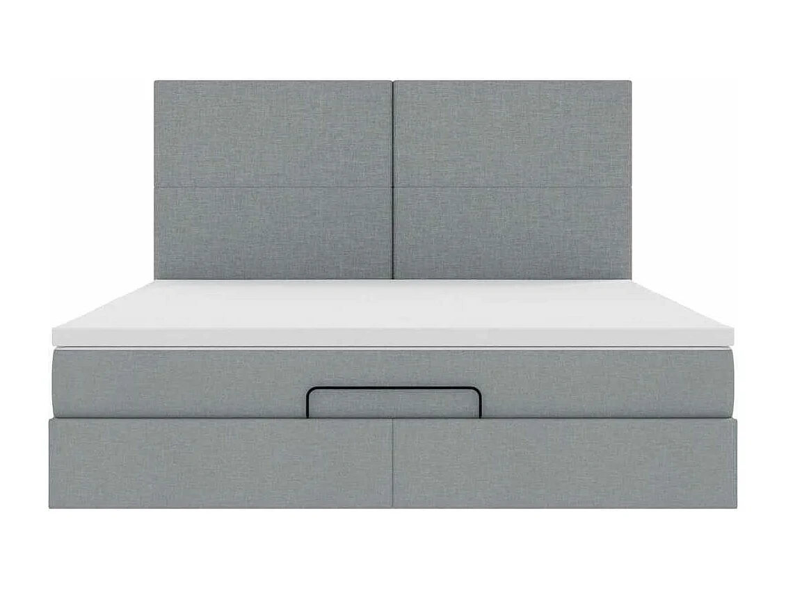Cadre de lit ottoman et matelas gris clair 180x200 cm tissu
