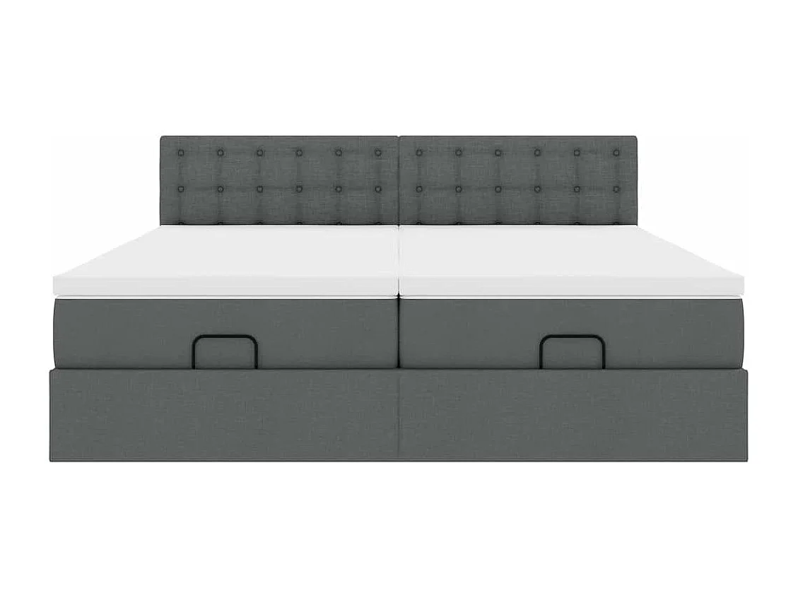 Cadre de lit ottoman avec matelas gris foncé 200x200cm tissu